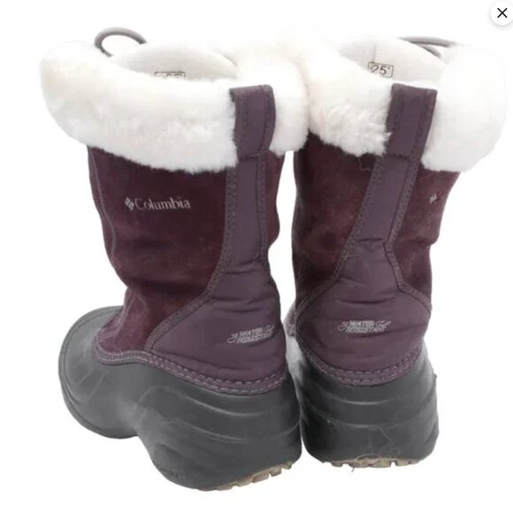 Columbia Thermolite Suede Winter Boots Faux Fur Cuff Burgundy Water Resistant - Picture 4 of 12